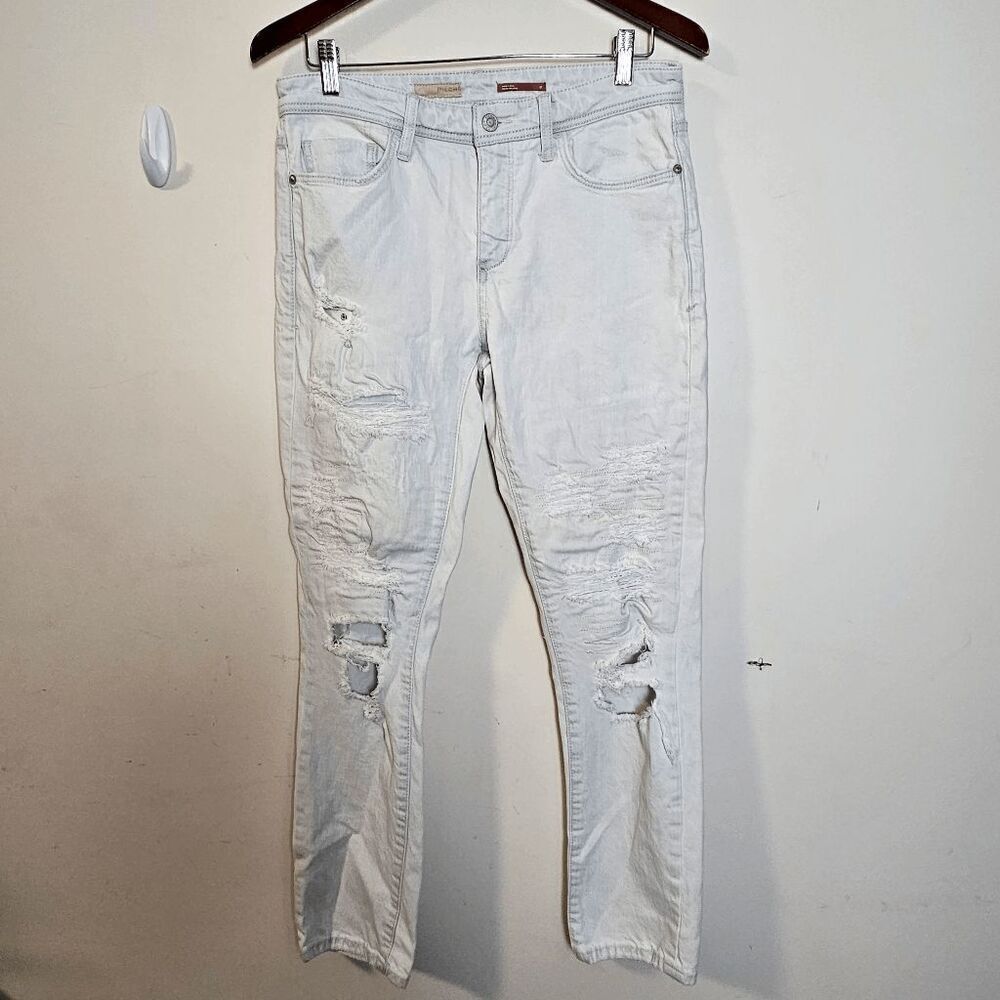 Pilcro Anthropologie The Fit Slim Boyfriend Jeans Destroyed Light/ White wash Wo